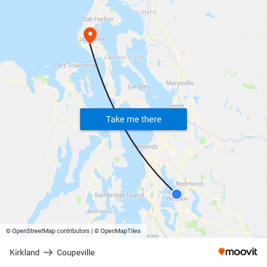 Kirkland to Coupeville map