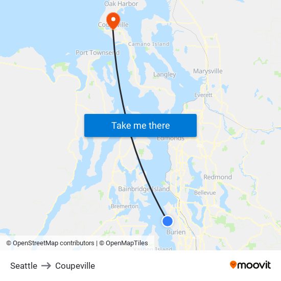 Seattle to Coupeville map