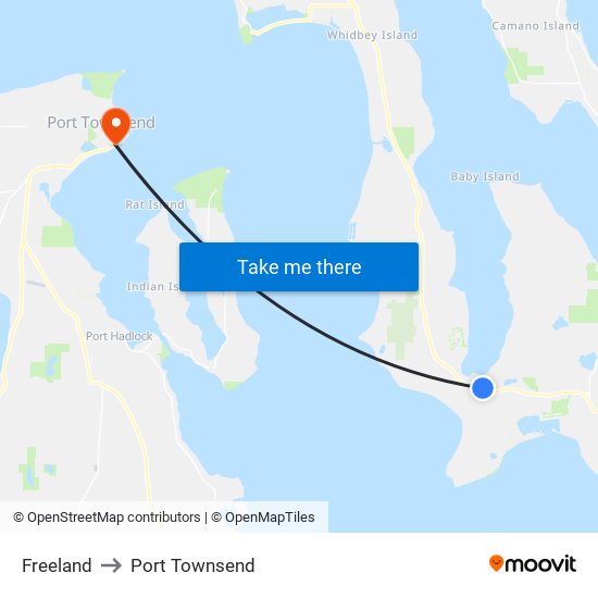 Freeland to Port Townsend map