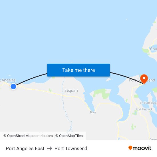 Port Angeles East to Port Townsend map