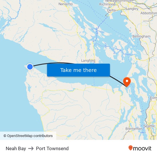 Neah Bay to Port Townsend map