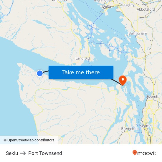 Sekiu to Port Townsend map