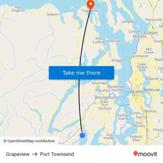 Grapeview to Port Townsend map