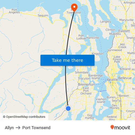 Allyn to Port Townsend map