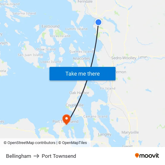 Bellingham to Port Townsend map