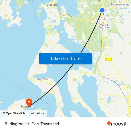 Burlington to Port Townsend map