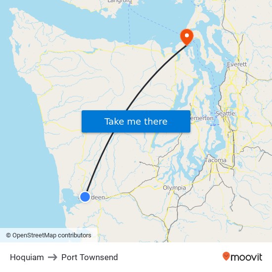 Hoquiam to Port Townsend map