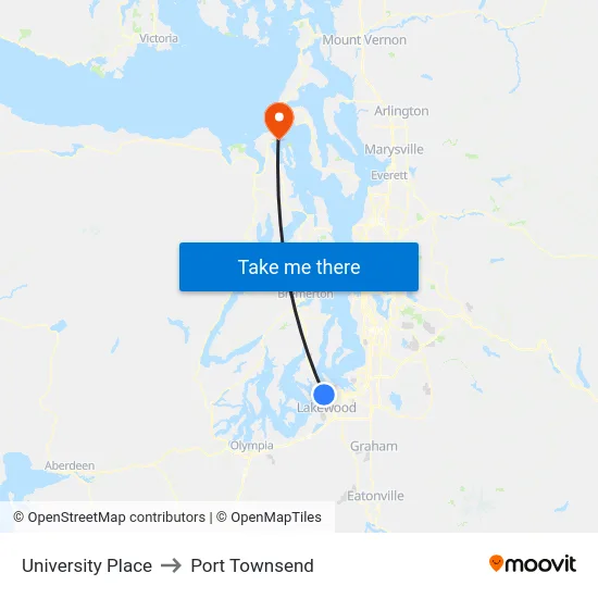 University Place to Port Townsend map