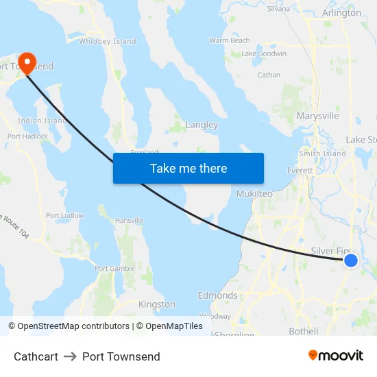 Cathcart to Port Townsend map