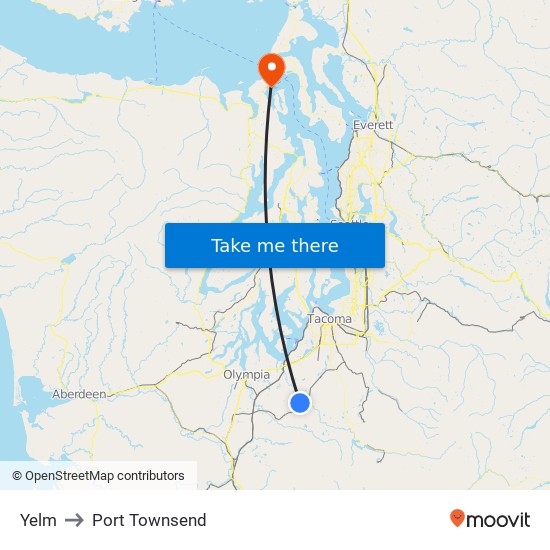 Yelm to Port Townsend map