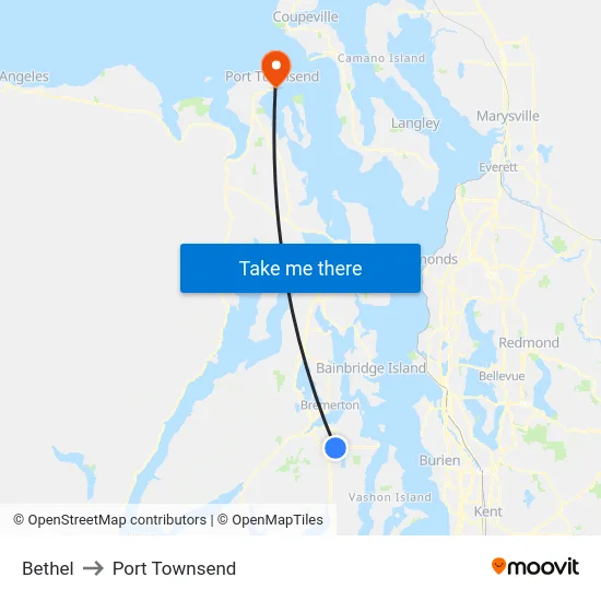 Bethel to Port Townsend map