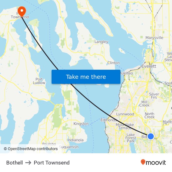 Bothell to Port Townsend map