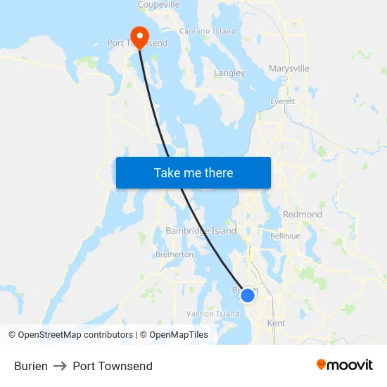 Burien to Port Townsend map