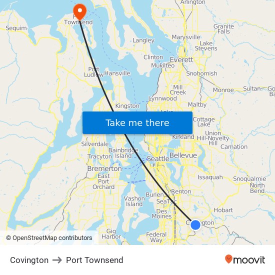 Covington to Port Townsend map