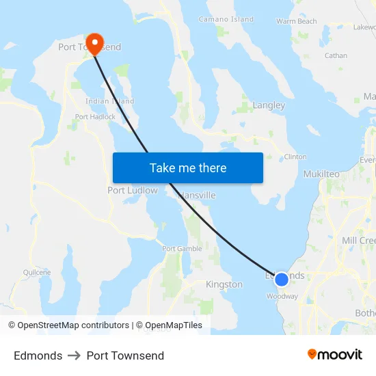 Edmonds to Port Townsend map