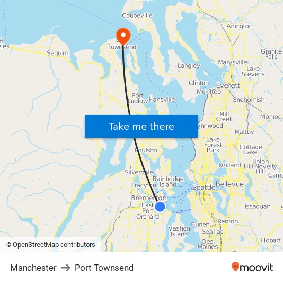 Manchester to Port Townsend map