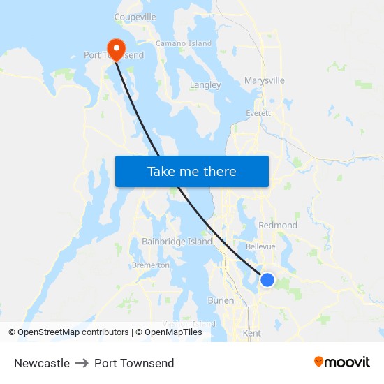 Newcastle to Port Townsend map