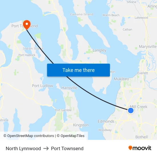 North Lynnwood to Port Townsend map
