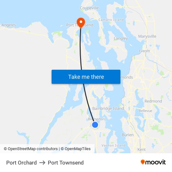 Port Orchard to Port Townsend map