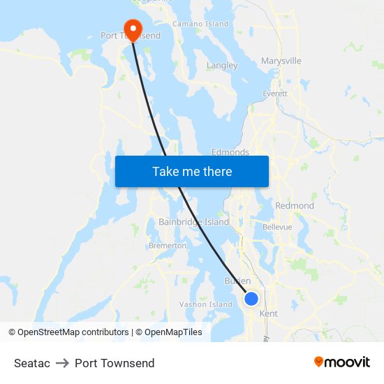 Seatac to Port Townsend map