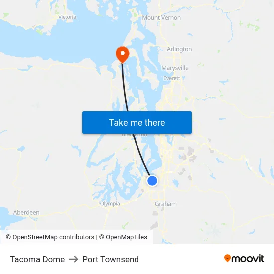 Tacoma Dome to Port Townsend map