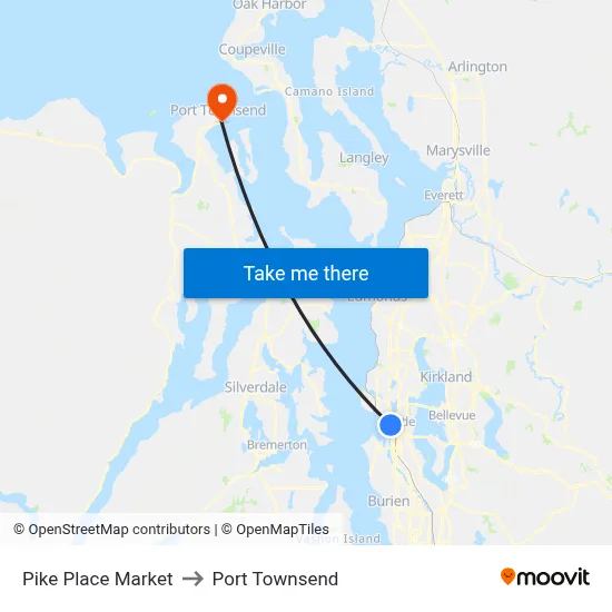 Pike Place Market to Port Townsend map
