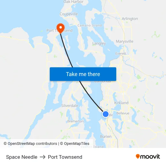 Space Needle to Port Townsend map