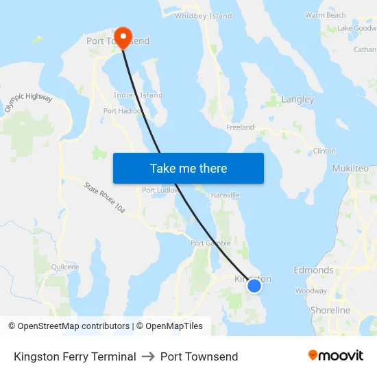 Kingston Ferry Terminal to Port Townsend map