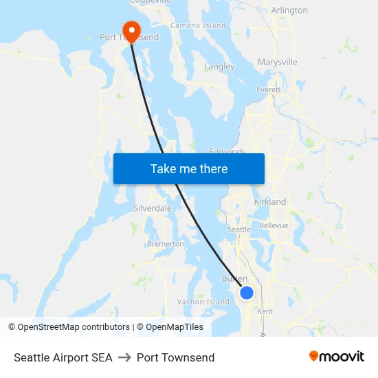 Seattle Airport SEA to Port Townsend map