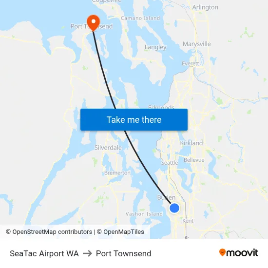 SeaTac Airport WA to Port Townsend map