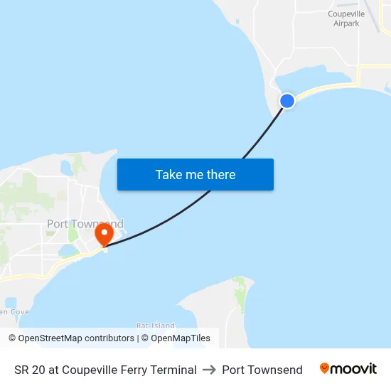 SR 20 at Coupeville Ferry Terminal to Port Townsend map