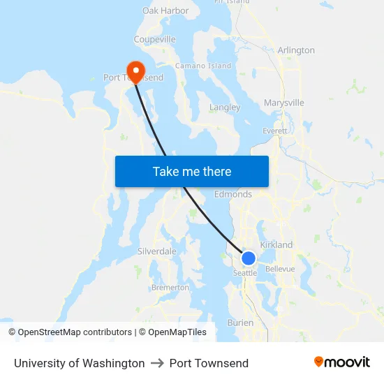 University of Washington to Port Townsend map