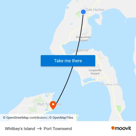 Whitbey's Island to Port Townsend map