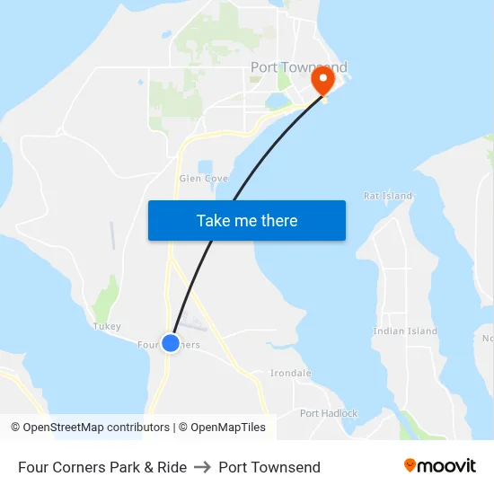 Four Corners Park & Ride to Port Townsend map
