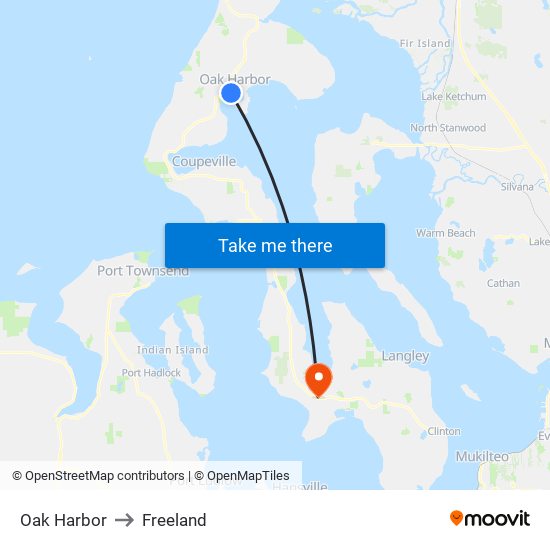 Oak Harbor to Freeland map