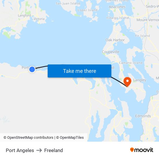 Port Angeles to Freeland map