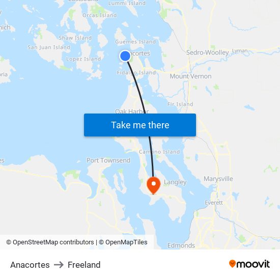 Anacortes to Freeland map