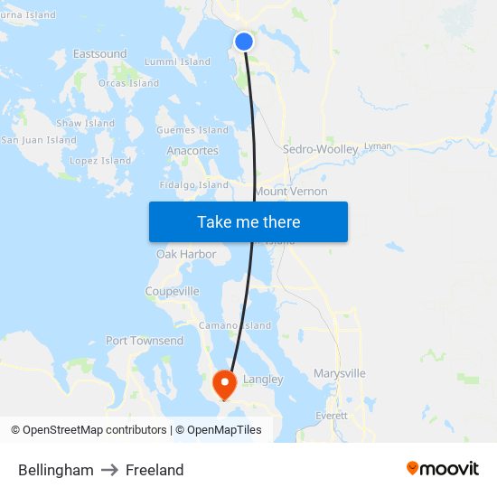 Bellingham to Freeland map