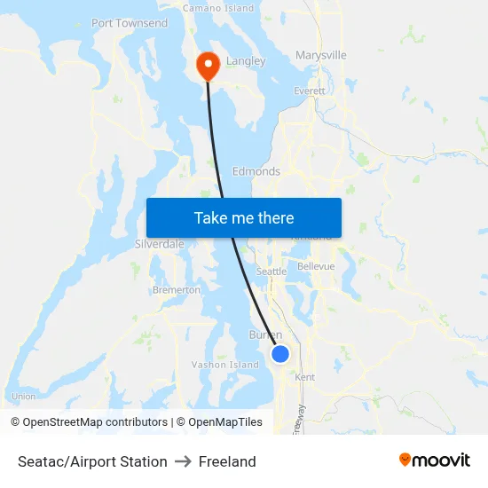 Seatac/Airport Station to Freeland map