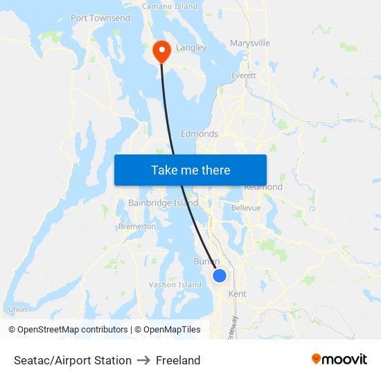 Seatac/Airport Station to Freeland map