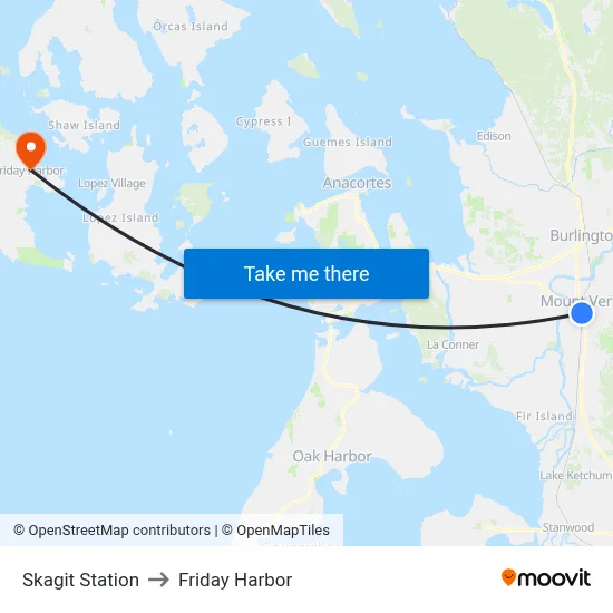 Skagit Station to Friday Harbor map