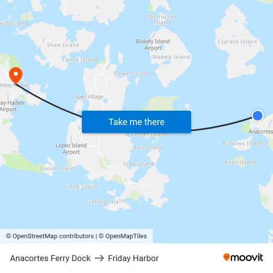 Anacortes Ferry Dock to Friday Harbor map