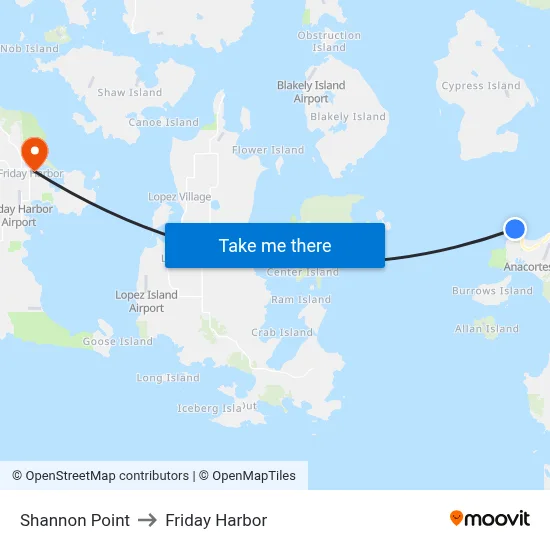 Shannon Point to Friday Harbor map