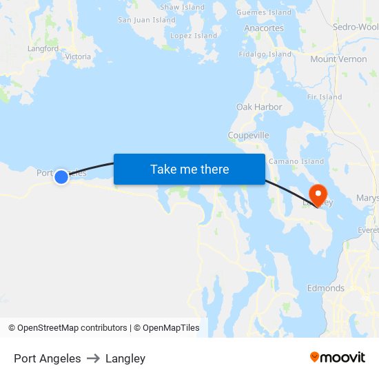 Port Angeles to Langley map