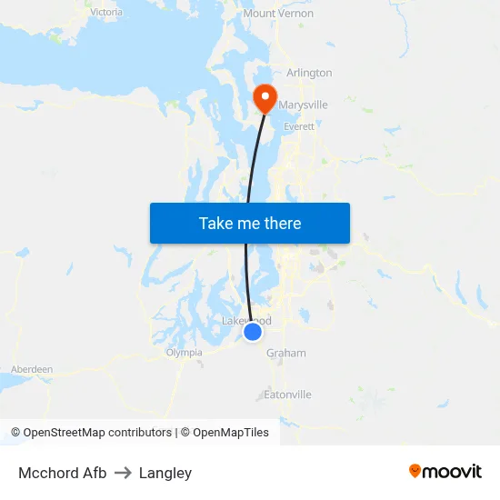 Mcchord Afb to Langley map