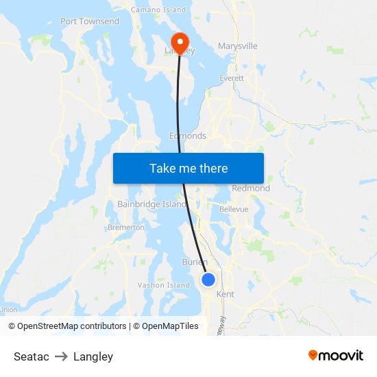 Seatac to Langley map