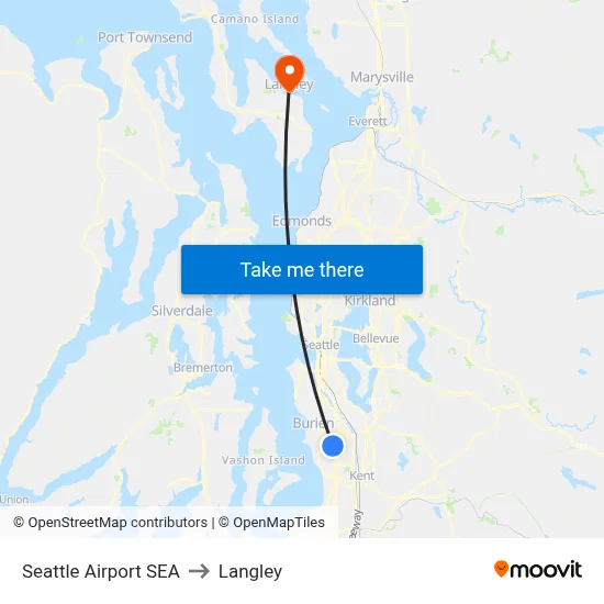 Seattle Airport SEA to Langley map