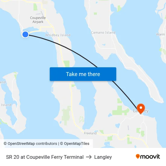 SR 20 at Coupeville Ferry Terminal to Langley map