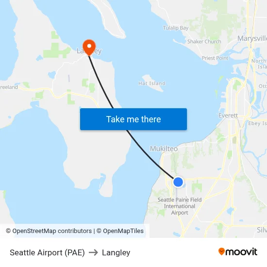 Seattle Airport (PAE) to Langley map