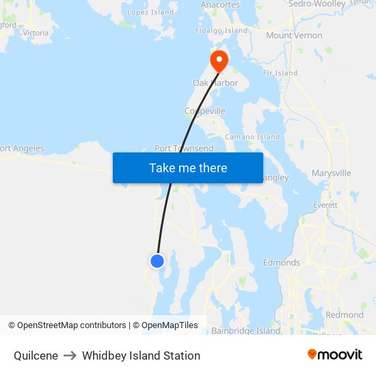 Quilcene to Whidbey Island Station map